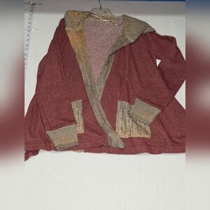 Elegant Red and Gold Women's Cardigan